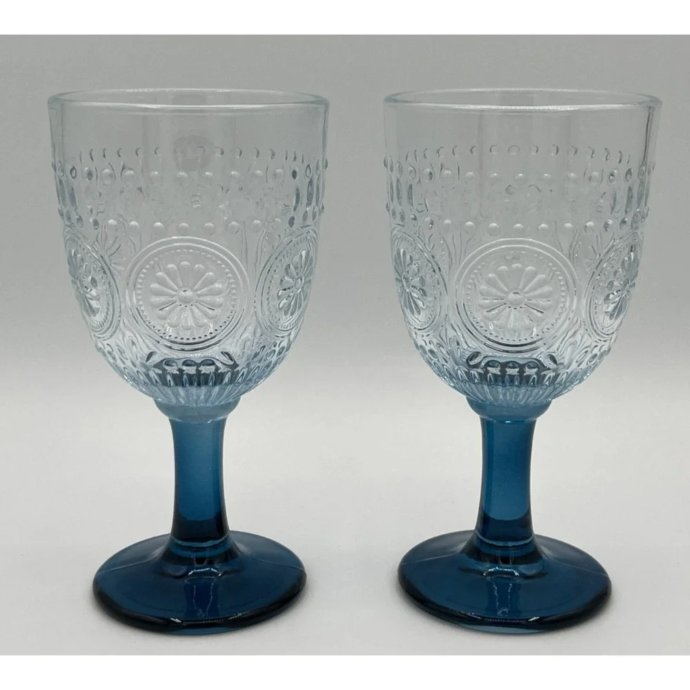 Set of 2 Target Bullseye Playground ~ 12oz Glass Stemware Blue ~ Summer 2026